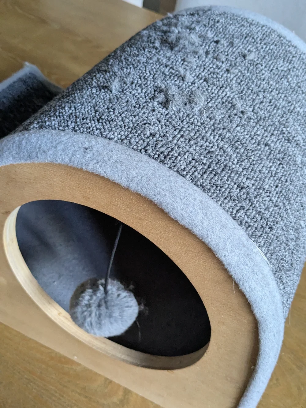 Whisker City® Modern Curvy Cat Scratcher with Toy, Gray, 16.1x11x10.6in